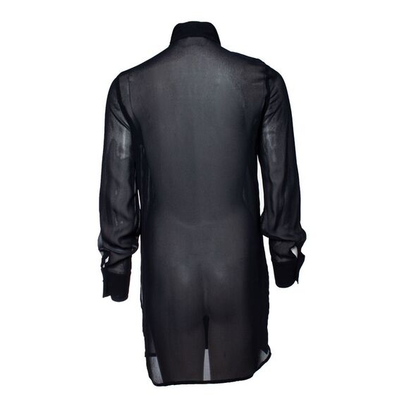 Gianni Versace Black silk blouse with medusa buttons